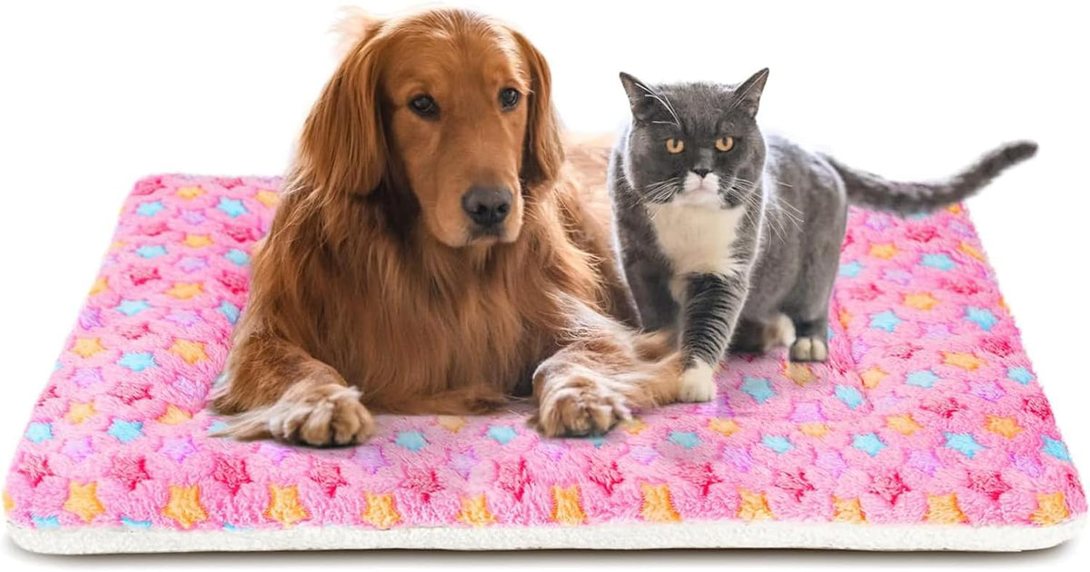 Mora Pets Dog Crate Pad Bed Ultra Soft Pet Mat Star Print Pink 41 x 29 Inch