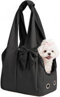 Fashion Dog Purse Carrier for Small Dogs and Cats, Soft-Sided Puppy Tote Bag Up to 6 lbs, Lightweight Pet Carrier with 4 Pockets, Smart Zipper Lock, Pet Travel Bag for Travel Outdoor(Black)