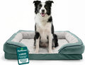 Furhaven Orthopedic Dog Bed for Large/Medium Dogs w/ Removable Bolsters & Washable Cover, For Dogs Up to 55 lbs - Plush & Velvet Waves Perfect Comfort Sofa - Celadon Green, Large