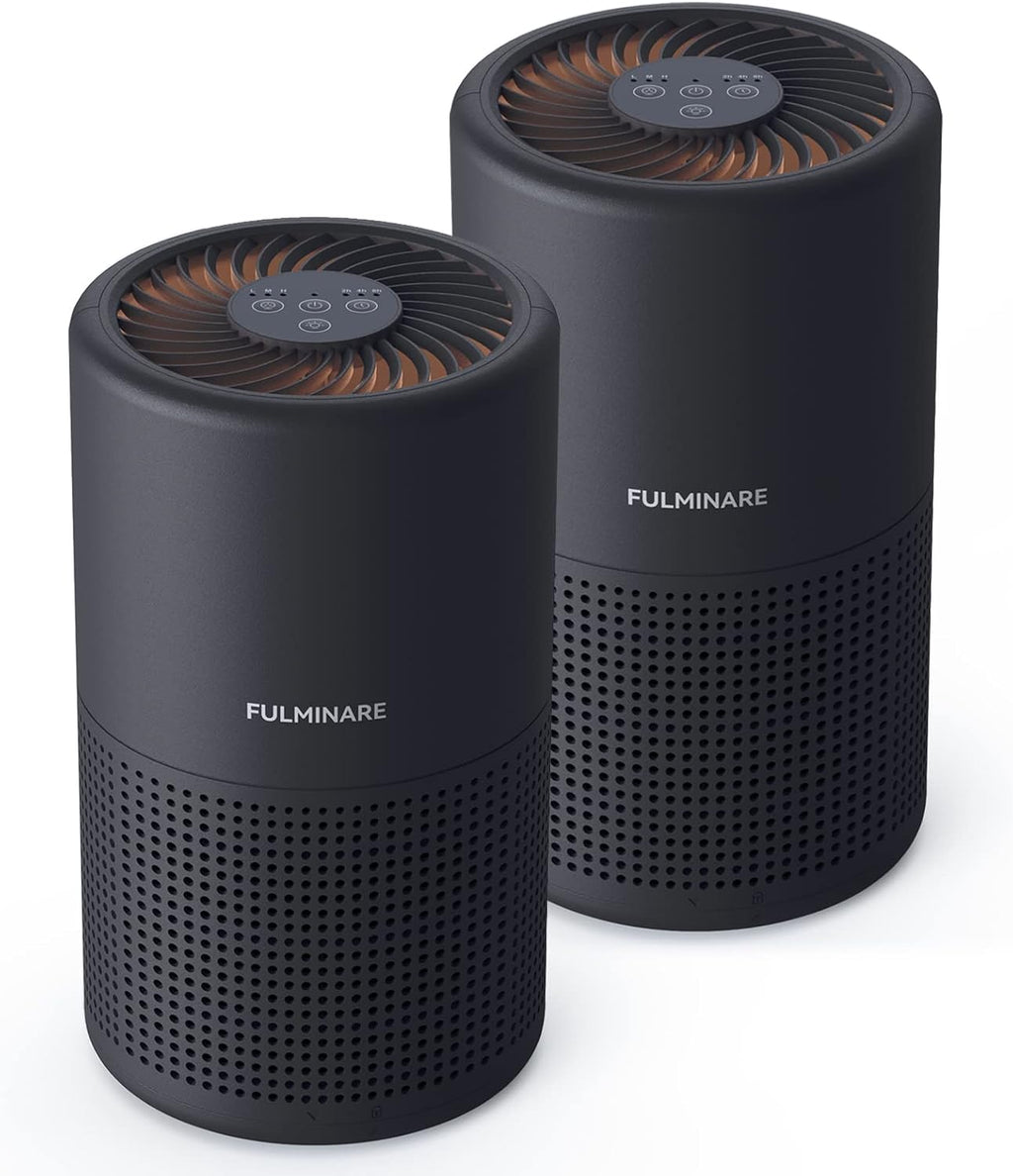 Air Purifiers for Bedroom, FULMINARE H13 True HEPA Filter (Black 2 Pack)