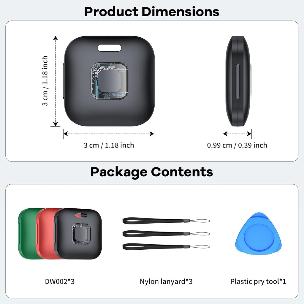 Hoxe Air Tracker Tags-3 Pack for iOS & Android, Smart Tag for Key, Bag, Pet