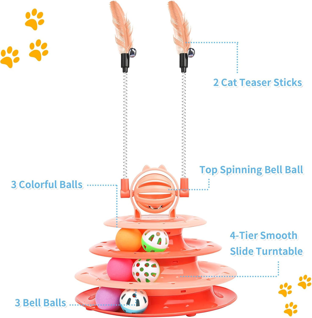 Goosheep Interactive Cat Puzzle & Ball Toy Kit with 2 Cat Teasers (Orange)