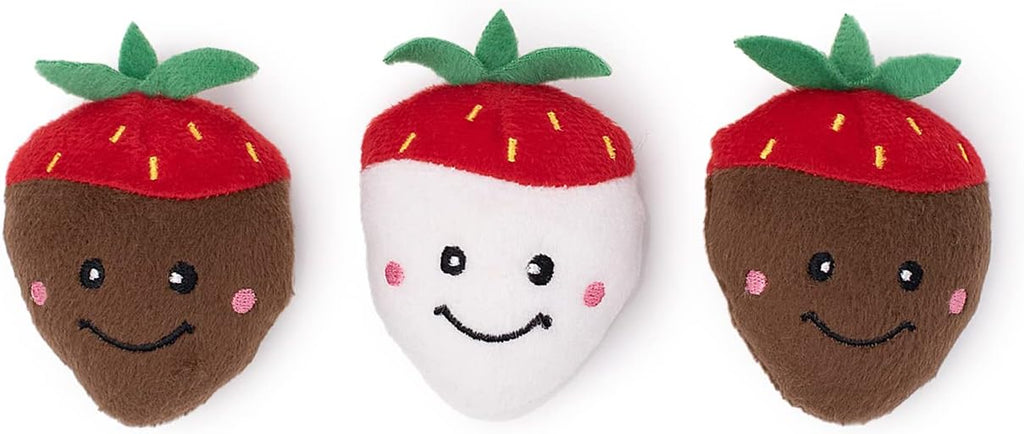 ZippyPaws Multi Pack, Pet Products - Chocolate Covered Strawberries | Dog Squeaky Toys to Keep Them Busy, Funny Food Plush for Small & Medium Dogs, Cute Stuffed Puppy Toy