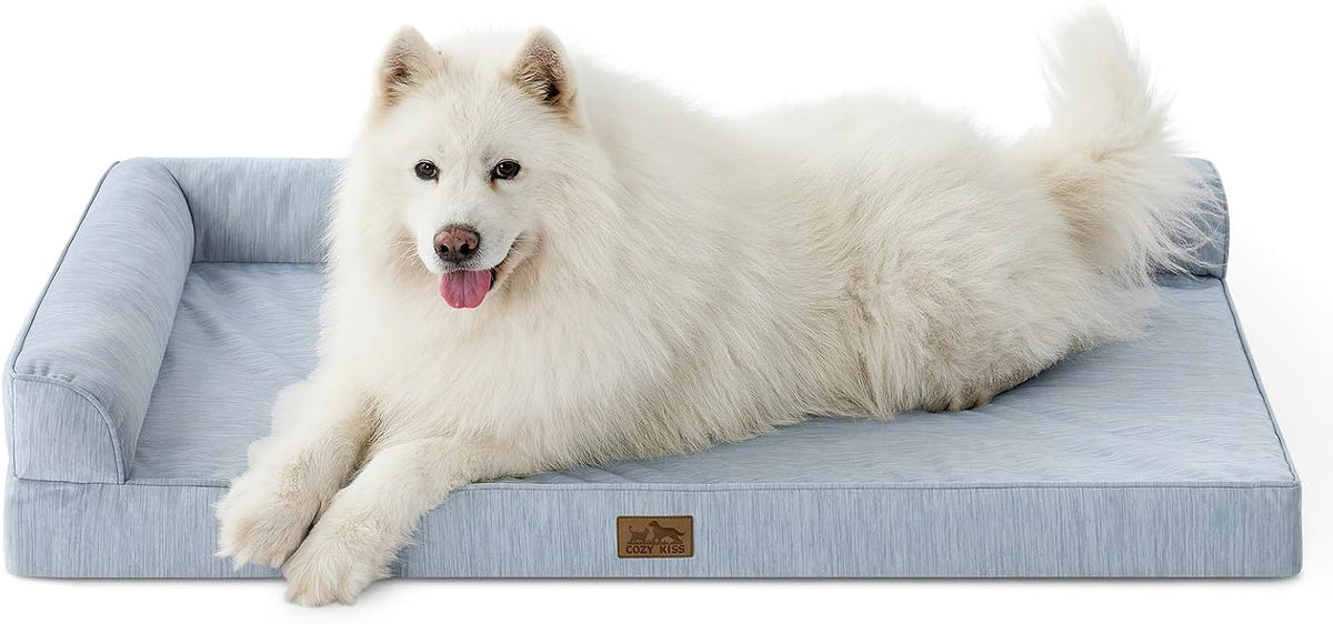 COZY KISS Cooling Dog Bed, Q-Max >0.4 Orthopedic Foam Dog Bed with Sides
