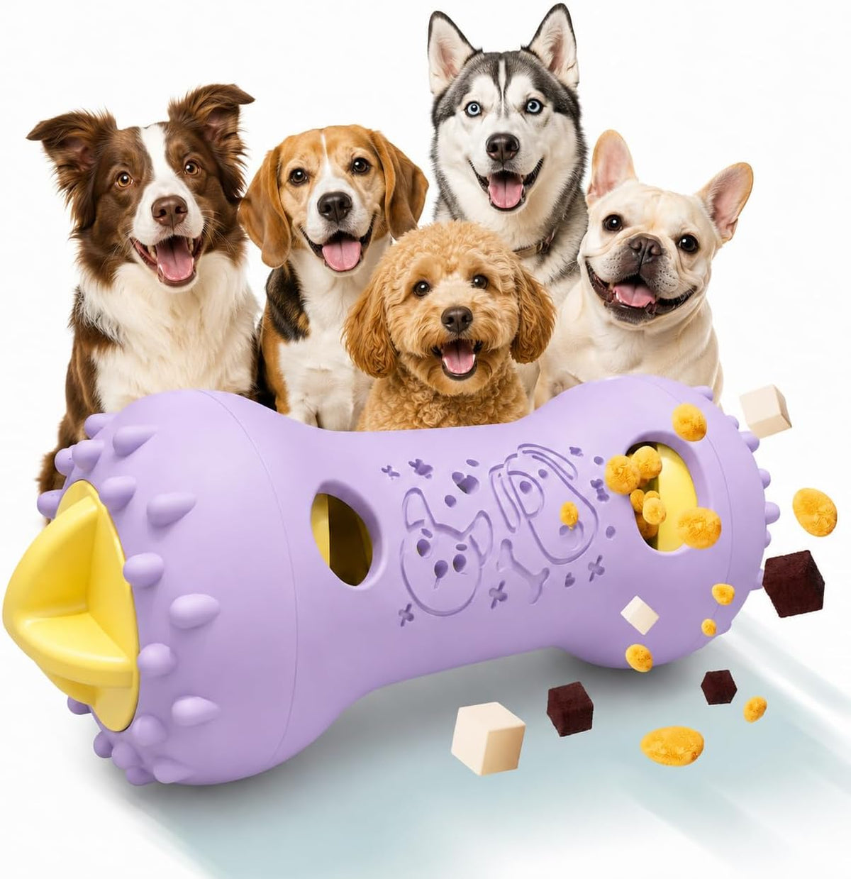 Interactive Dog Toys,Adjustable Treat Dispensing Toy to Keep Them Busy | Dog Enrichment for Brain Stimulation & Cognitive for Puppy Puzzle to Reduce Boredom-Ideal Gift for All Dogs(Nylon)-Lavender