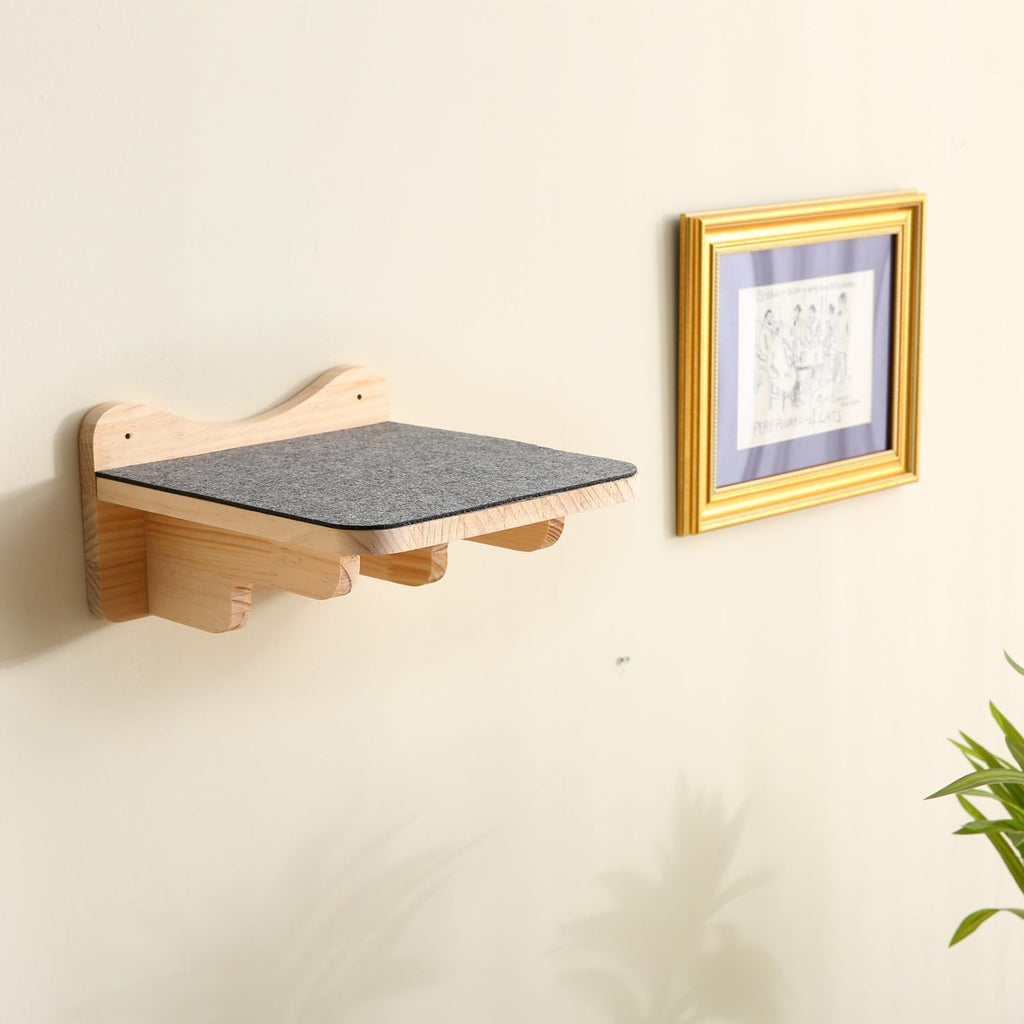 SHENGOCASE 9.8" x 9.8" Solid Wood Wall Mounted Large Cat Steps, Furniture, Shelves, Stairs, Perch
