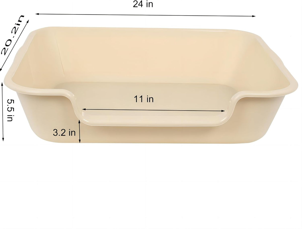 Extra Large Low Entry ABS Cat Litter Box, Yellow, 24" L x 20" W, 1 Pack | Durable low entry litter box, non-stick, odor-free, ideal for seniors, kittens, rabbits, large cats and multi-pet homes.