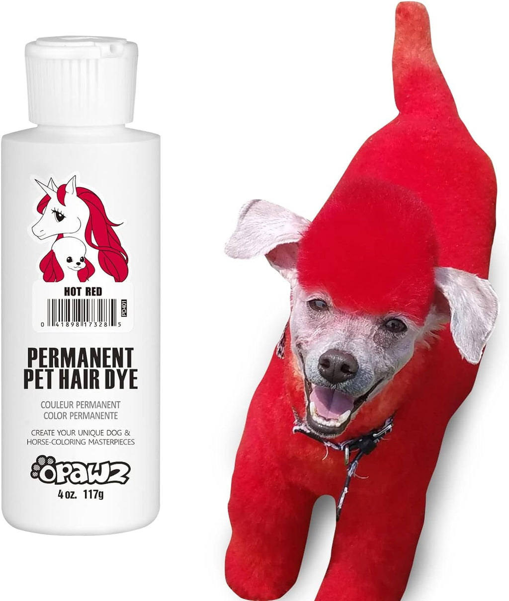 OPAWZ Permanent Dog Hair Dye, Pet Hair Dye Safely Used by Grooming Salons for a Decade, Pet Safe Dye Lasts Over 20 Washes, Bright Color for Dogs and Horses (Hot Red)