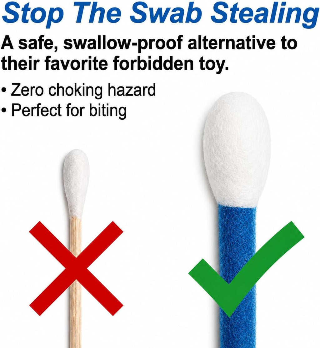 Glaciart One XXL Swabs Cat Toys with Catnip - 2 Pk | Durable for Chew, Cute Cat Toys Interactive Kitty for Boredom, Exercise, & Play | Filled w/Organic Catnip for Anxiety & as Digestive Aid