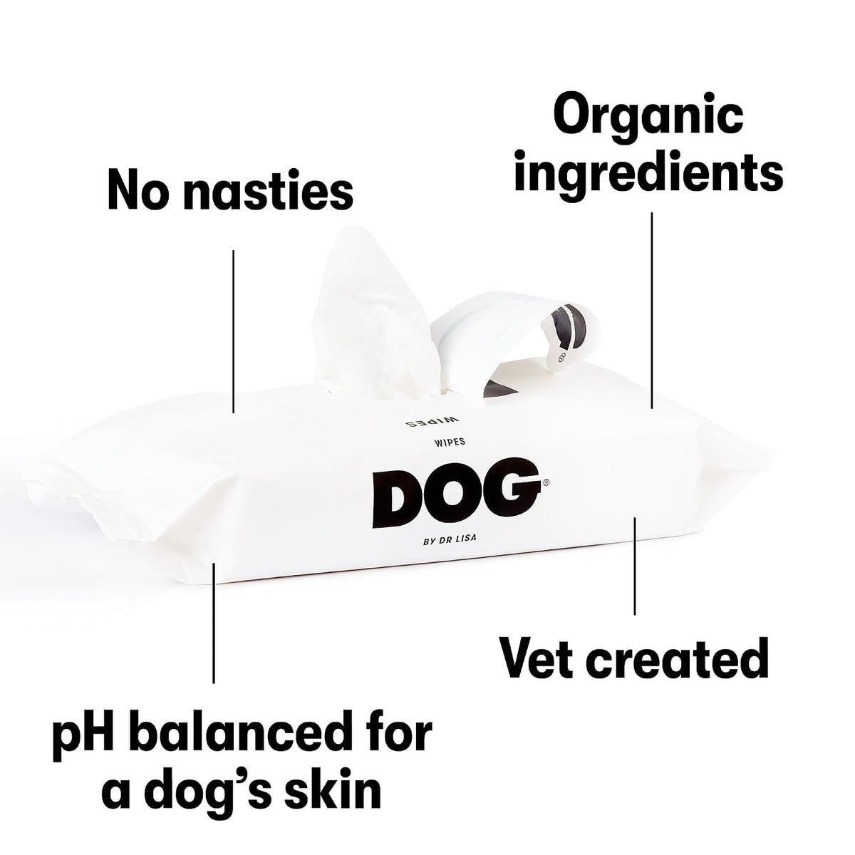 DOG by Dr. Lisa - Dog Wipes - Plant-Based, Natural Bathing Wipes for Dogs - Made from 100% Compostable Bamboo - Vet-Created - Vegan, Non-Toxic - 80 Count