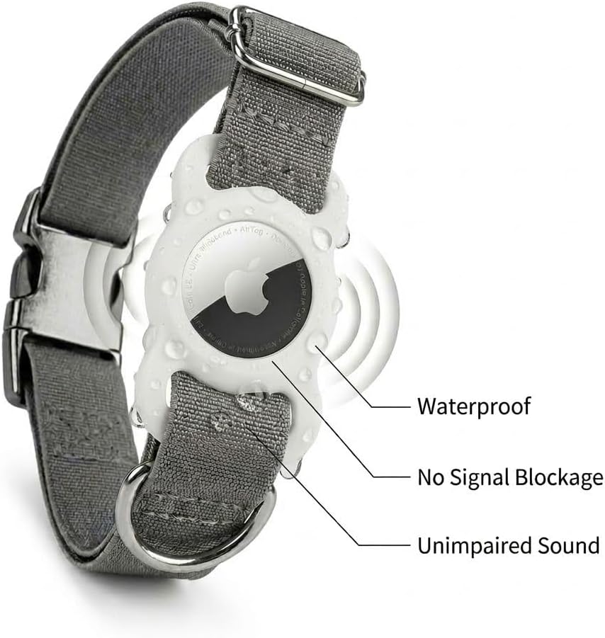 for AirTag Dog Collar Holder Soft Air Tag Holder (Black&White)