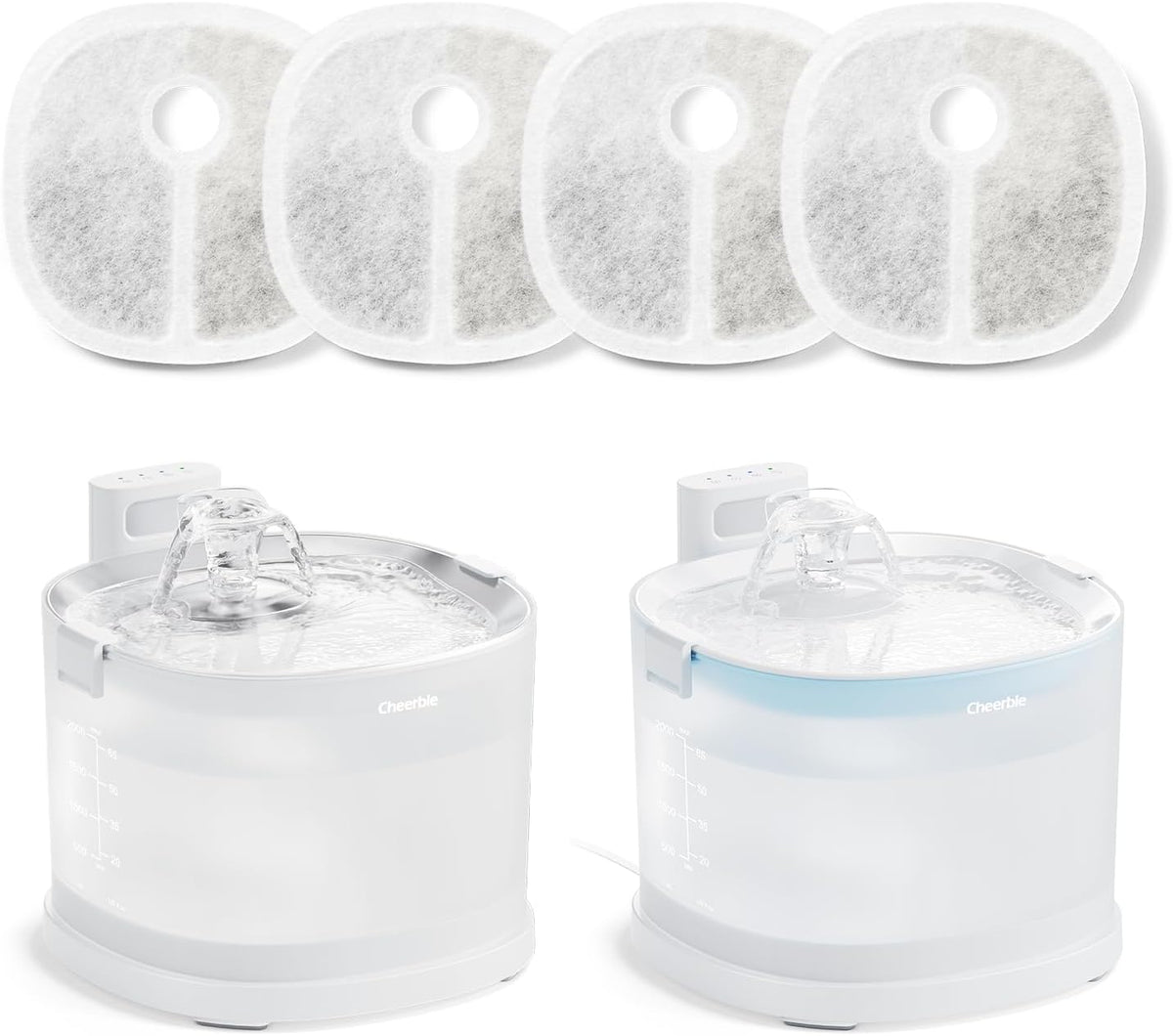 Cheerble Pumpless Pet Water Elfin Fountain E1/E1+/D1/D1PRO Replacement Filter-4-Pack