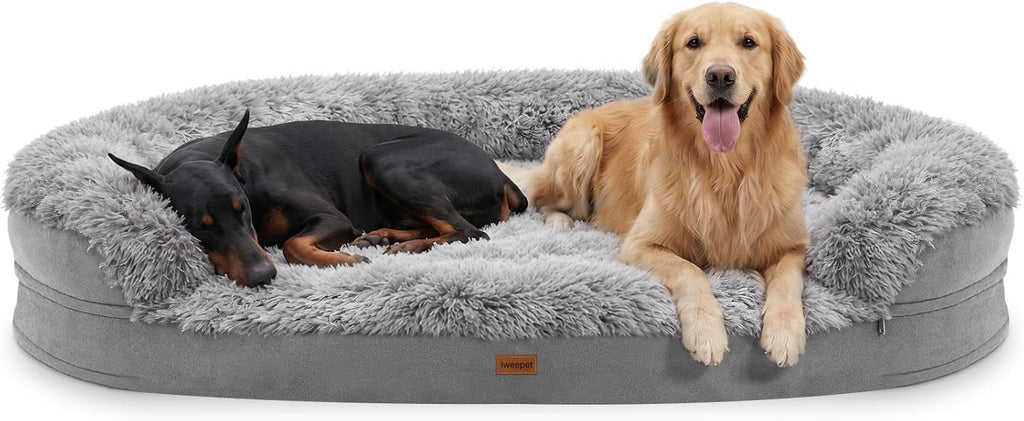 iweepet Fluffy Orthopedic Dog Beds for Jumbo & Giant Dogs,53'' Grey
