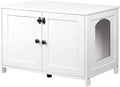 HOOBRO Litter Box Enclosure, Cat Litter Box Furniture with Removable Divider, Large Hidden Litter Box Furniture, Wooden Cat House, End Side Table, 31" L x 17.5" W x 19.7" H, White WT03MW01G2