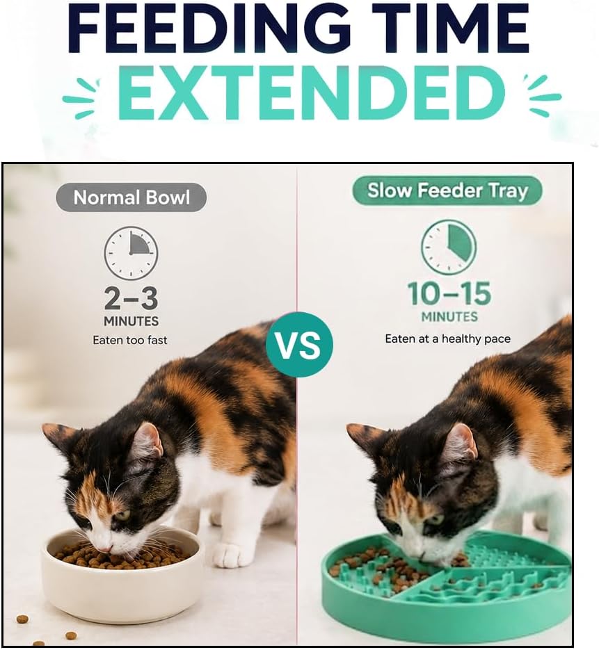 Large Size Cat & Dog Slow Feeder Puzzle Toy, Interactive Puzzle Feeder Bowl, Dog Lick Mat, Cat Food Puzzle, Pet Feeding Toy for Mental Stimulation, BPA Free Silicone, Dishwasher Safe (Green)