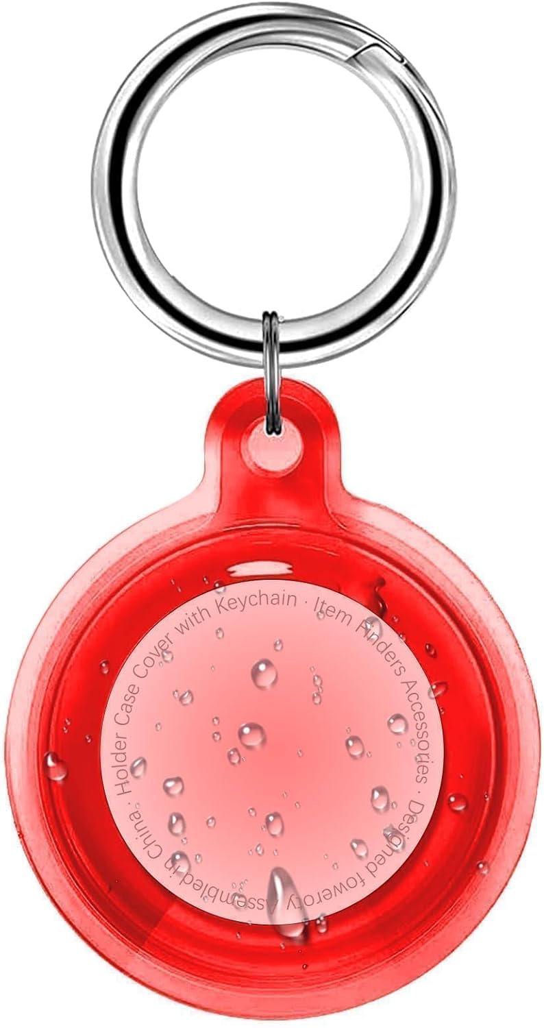 IPX8 Waterproof Case for AirTag 2nd Gen (2026) & 1st Gen, Full Body Holder Keychain, Anti-Scratch Cover for Apple for Air Tags, Luggage, Pet Collar, Car Keys, Kids（Red）