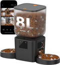 Automatic Cat Feeder for 2 Cats with 2K Cameras - 8L/ 34 Cups Dual Dog Food Dispenser for 2-18mm Dry Food, 2.4G&5G WiFi, Night Vision, 2-Way Talk, Up to 99 Portions 15 Meals Per Day, 10s Voice