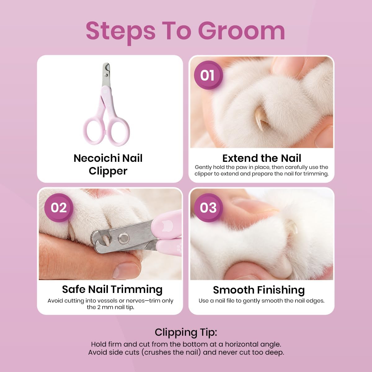 Necoichi Purrcision Stainless Steel Cat Nail Clipper, Made in Japan (Lilac)