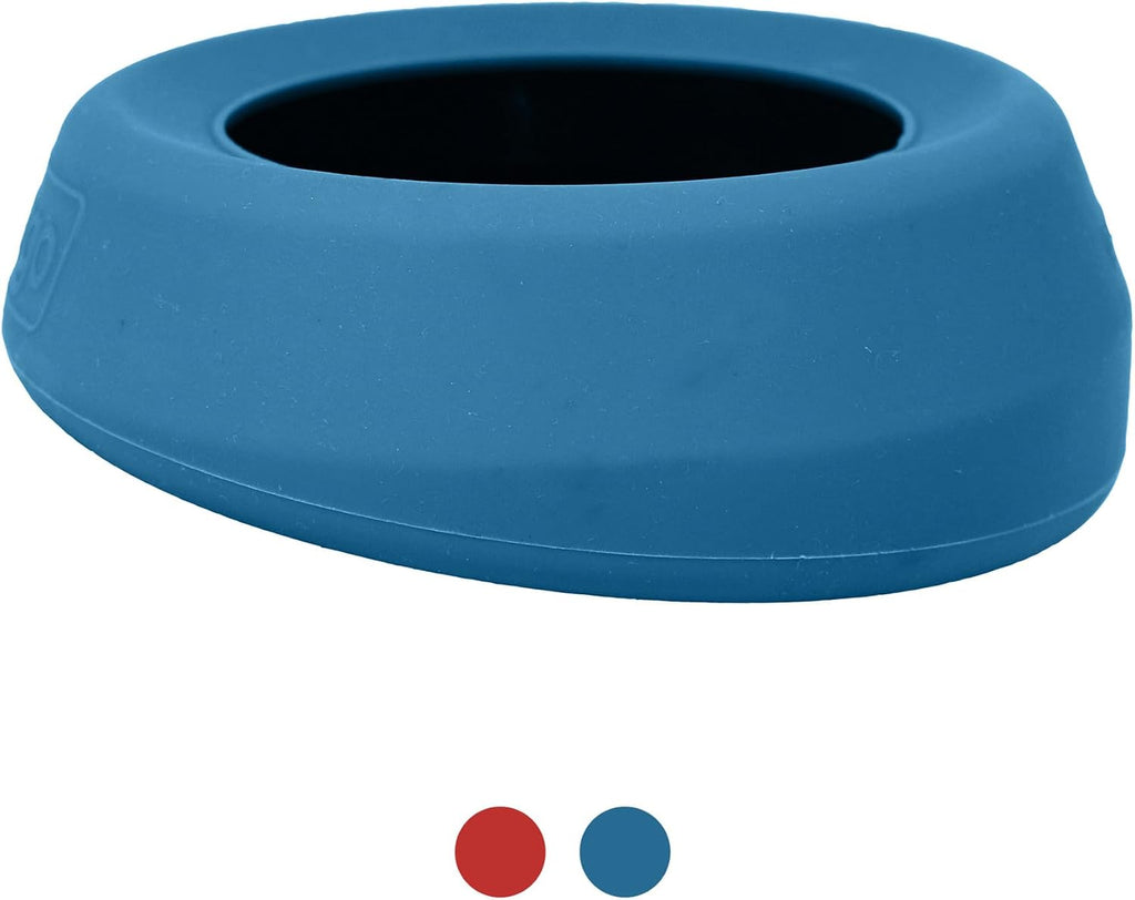 Kurgo Splash Free Wander Dog Water Bowl, Blue | No-Spill Travel Bowl for Dogs, Holds up to 24oz, Wedge Design Lays Flat on Car Seat, Food-Grade Silicone, BPA-Free 