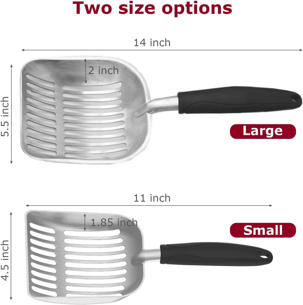 Cat Litter Scoop, Kitty Metal Scooper, Aluminum Alloy Sifter, Kitten Pooper Lifter, Deep Shovel, Long Handle, Poop Sifting, Durable, Heavy Duty, for Litter Box