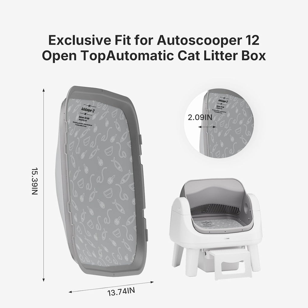 Litter Pad for Autoscooper 12, Waterproof Scratch-Resistant Non-Stick Pad, 15.39 x 13.74 Inches, Fit for Autoscooper 12 Self-Cleaning Litter Boxes, 2-Pack（ Not Compatible with Autoscooper 11 ）