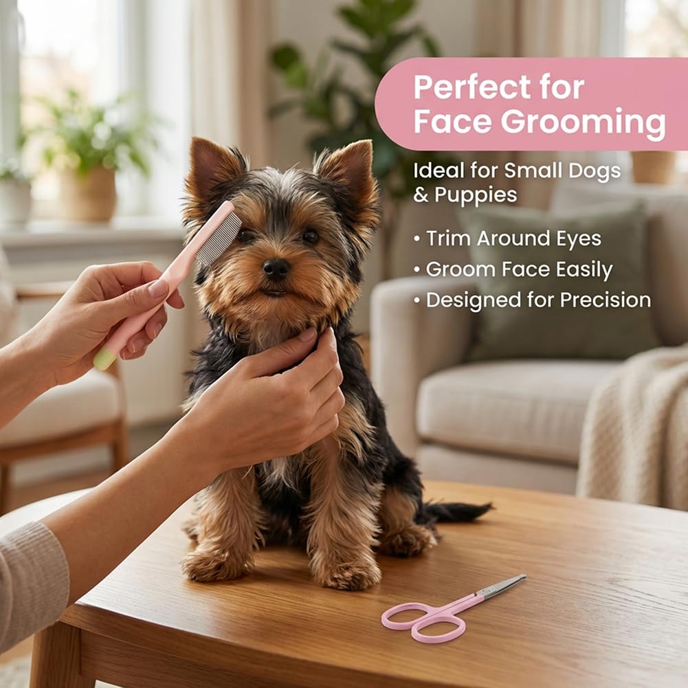 Pet Facial Grooming Comb Set, Stainless Steel Pet Eye Comb
