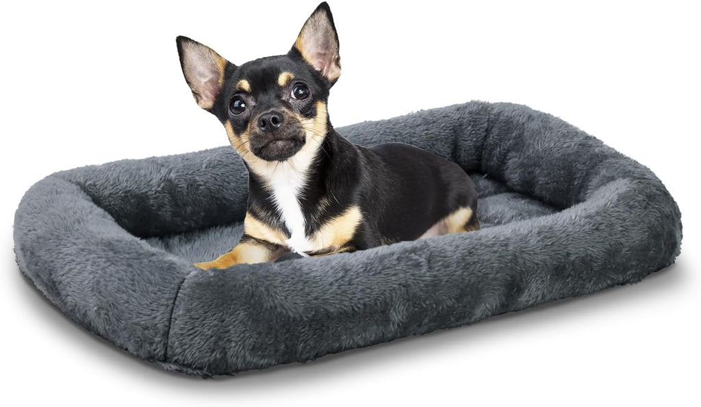Patas Lague Small Dog Bed Bolster Pet Crate Mat 16''x12'' Dark Grey