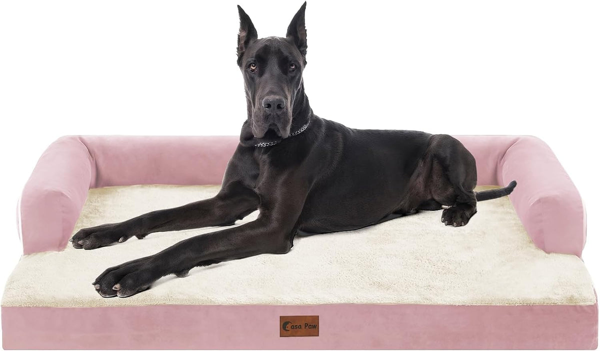 Orthopedic Washable Dog Bed for Extra Large Dogs, 53x42in, Pink