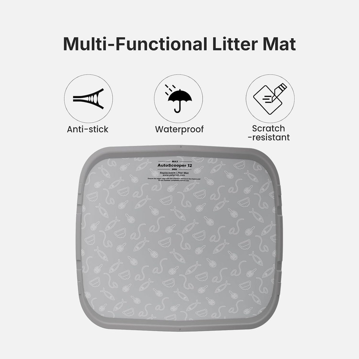 Litter Pad for Autoscooper 12, Waterproof Scratch-Resistant Non-Stick Pad, 15.39 x 13.74 Inches, Fit for Autoscooper 12 Self-Cleaning Litter Boxes, 2-Pack（ Not Compatible with Autoscooper 11 ）