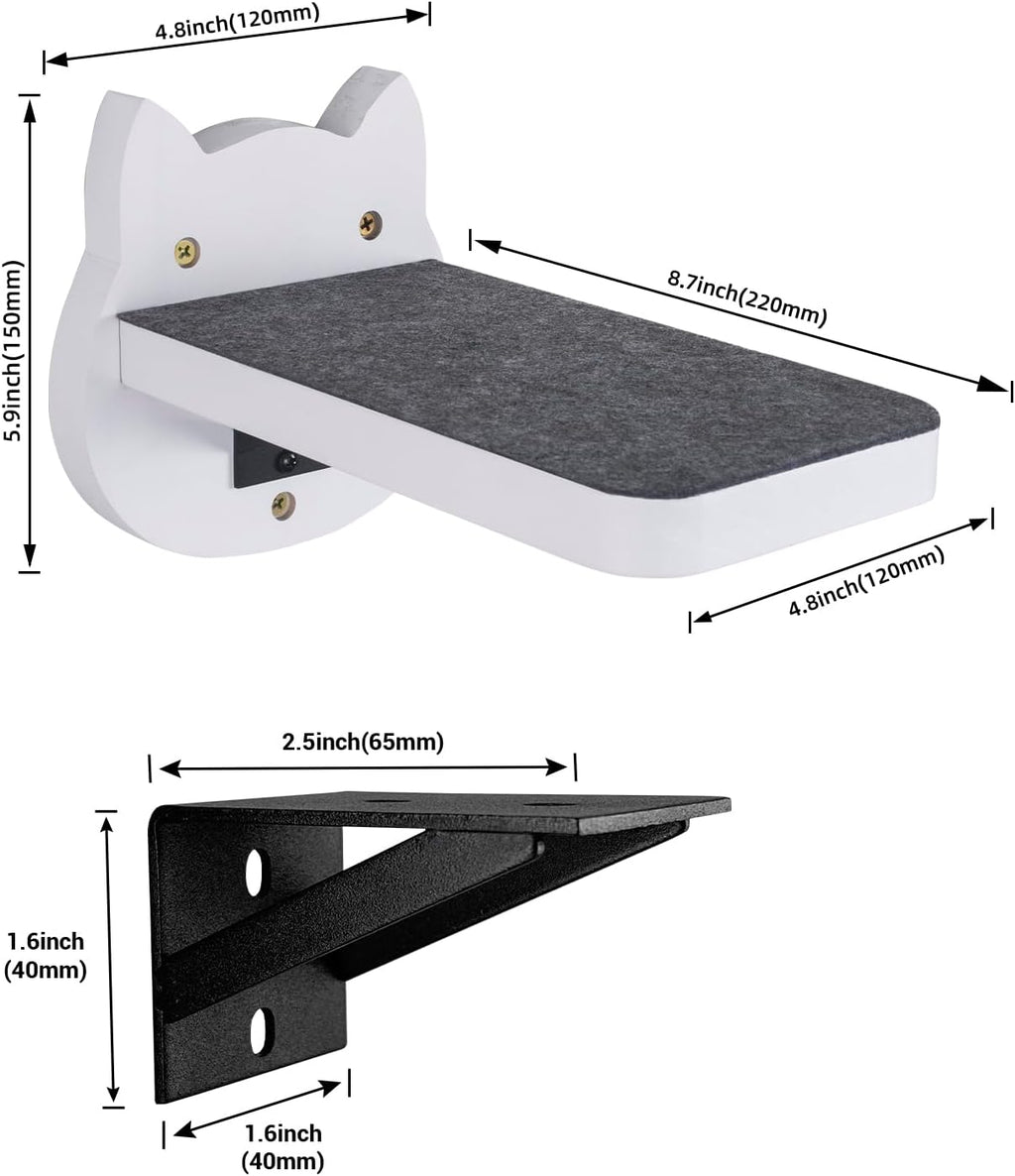 ESPETS White Painted Wooden Cat Wall Floating Steps Set of 3