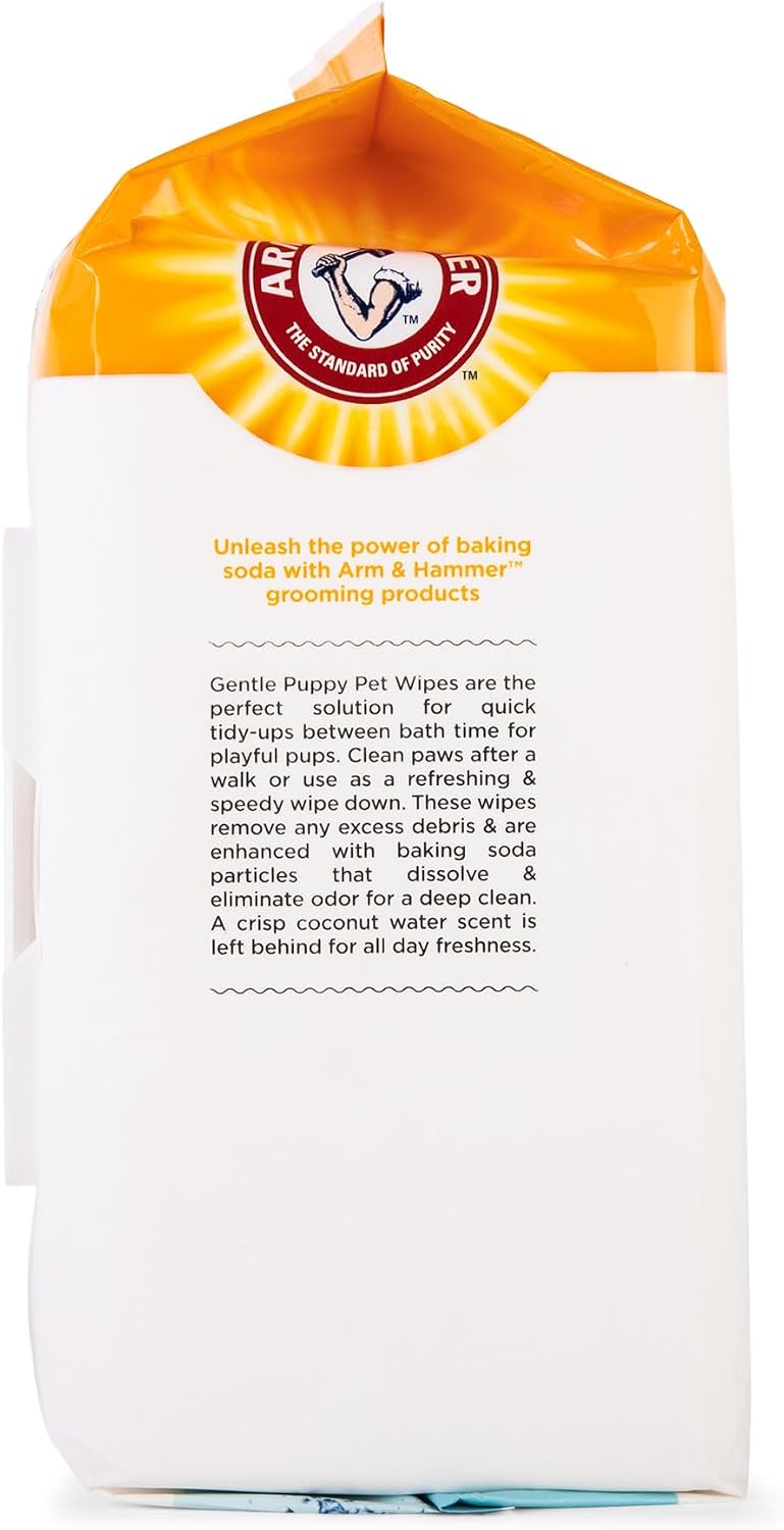 Arm & Hammer Puppy Grooming Wipes, Coconut Water, 100 Count, 3-Pack