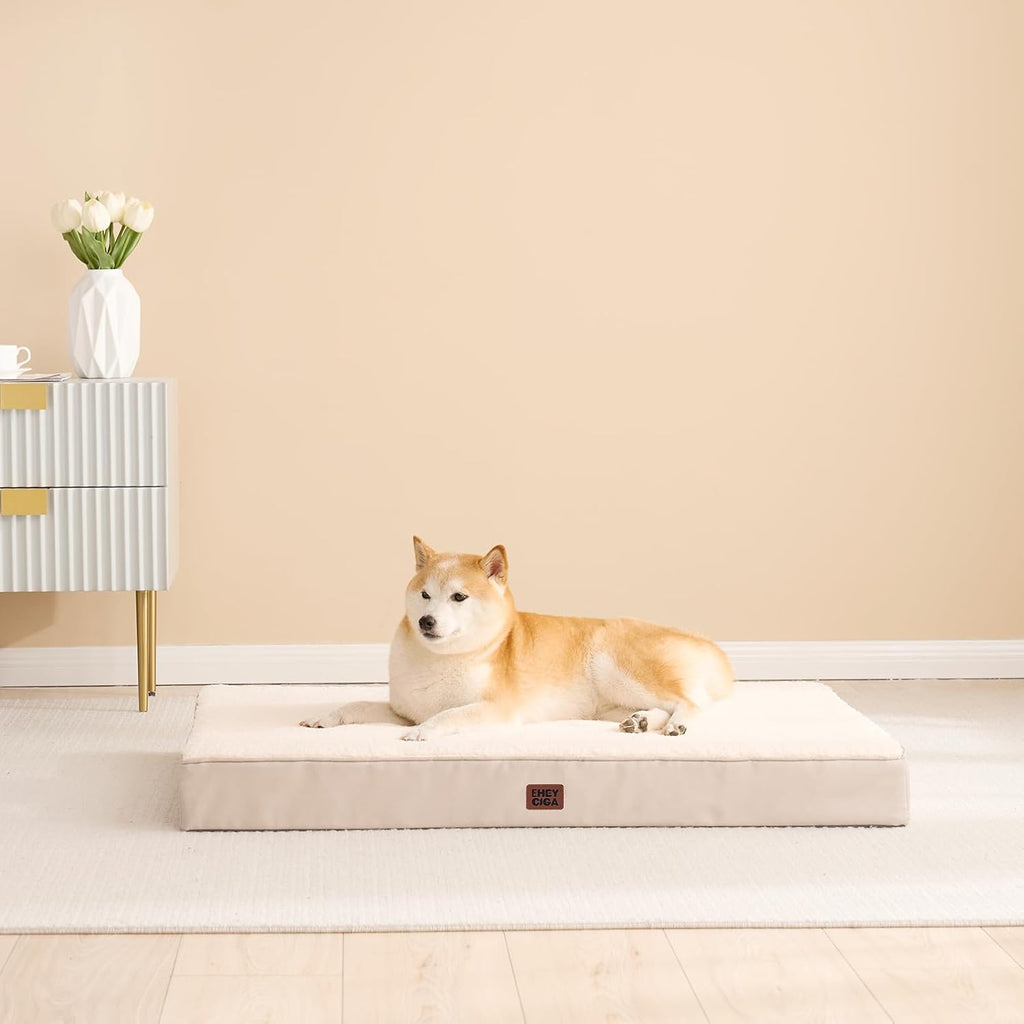 EHEYCIGA Orthopedic Dog Bed with Removable Washable Cover, Camel, 30IN