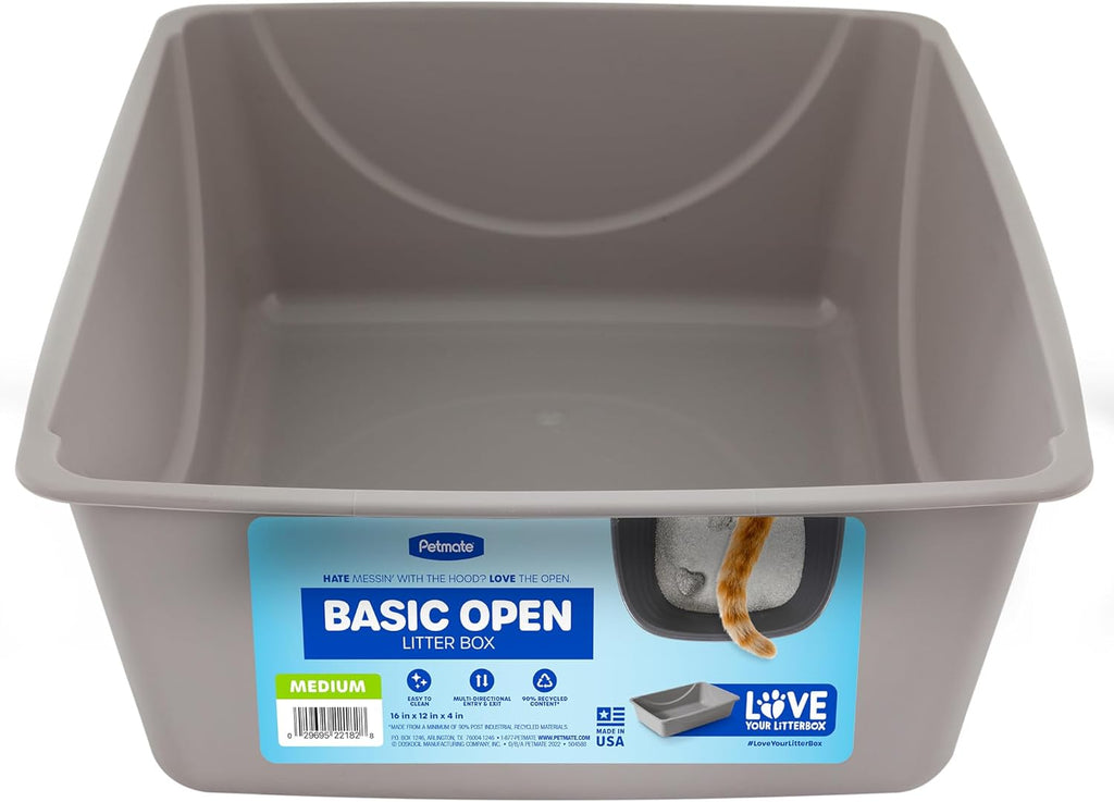 Petmate Open Cat Litter Box, Blue Mesa and Mouse Grey, Medium