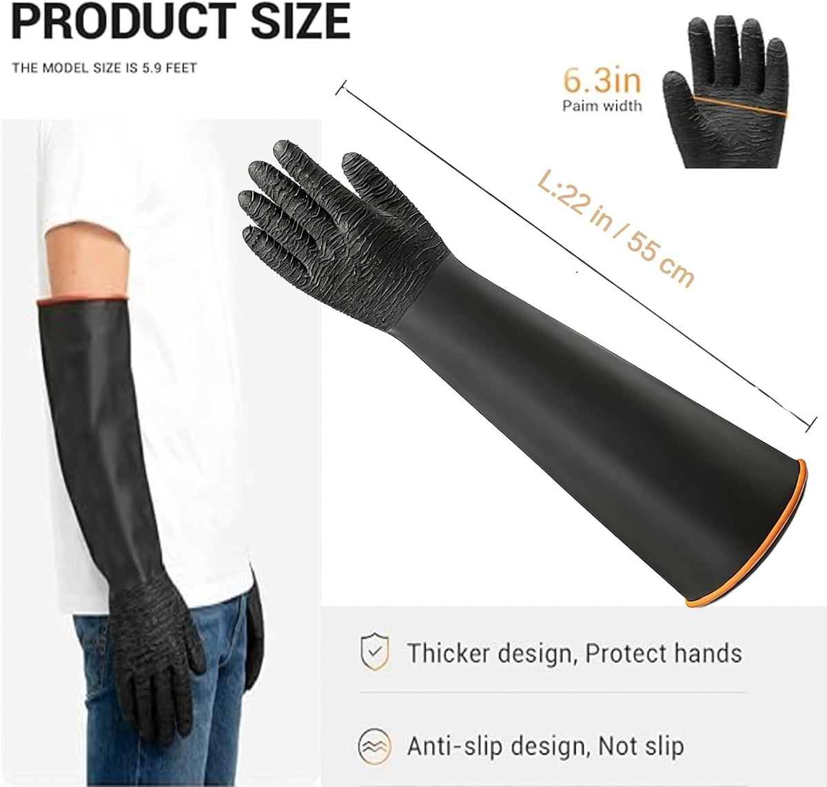 YOFANG 22" Long Sleeve Pet Grooming Bathing Gloves Waterproof