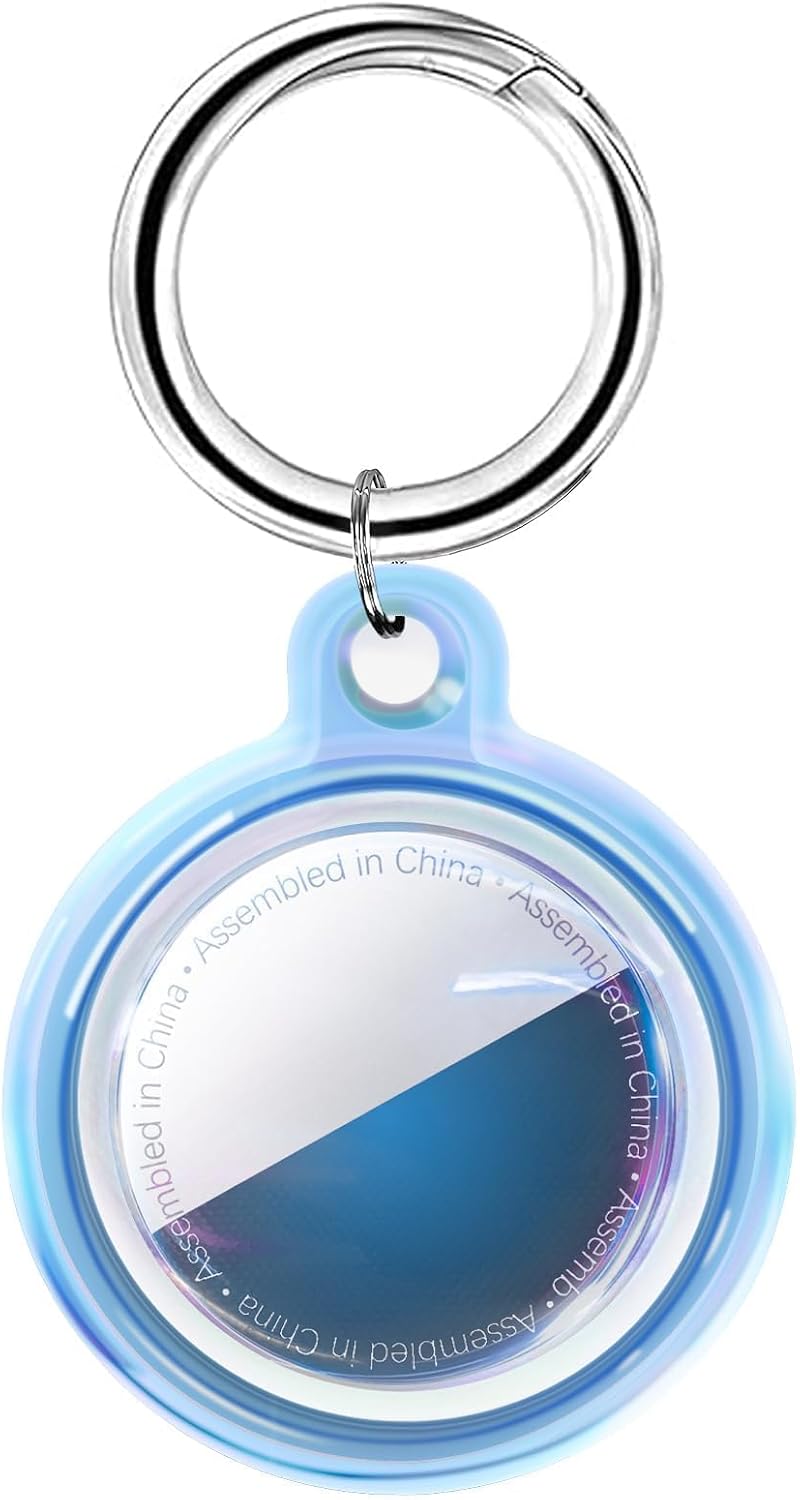 IPX8 Waterproof Case for AirTag 2nd Gen (2026) & 1st Gen, Full Body Holder Keychain, Anti-Scratch Cover for Apple for Air Tags, Luggage, Pet Collar, Car Keys, Kids, Blue Colorful