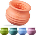 Dog Enrichment Treat Toy, Long-Lasting Wobbly Interactive Freeze Lick Toys for Dogs, Stuffable Puzzle Feeder Toy for Boredom, Silicone Treat Dispensing Chew Toy (Pastel Orange,M)