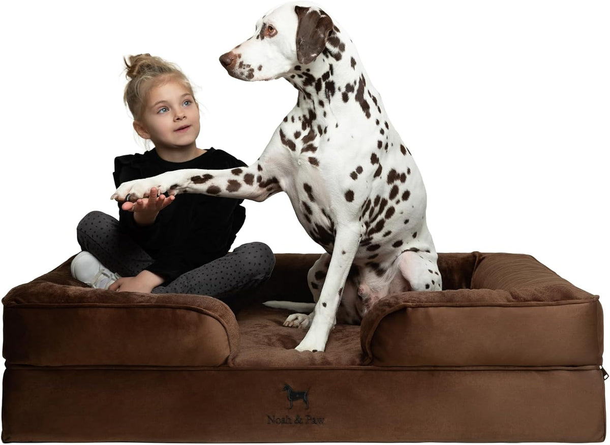 NOAH & PAW Large Dog Bed, Orthopedic Memory Cooling Foam (2X Base) 45x35x11