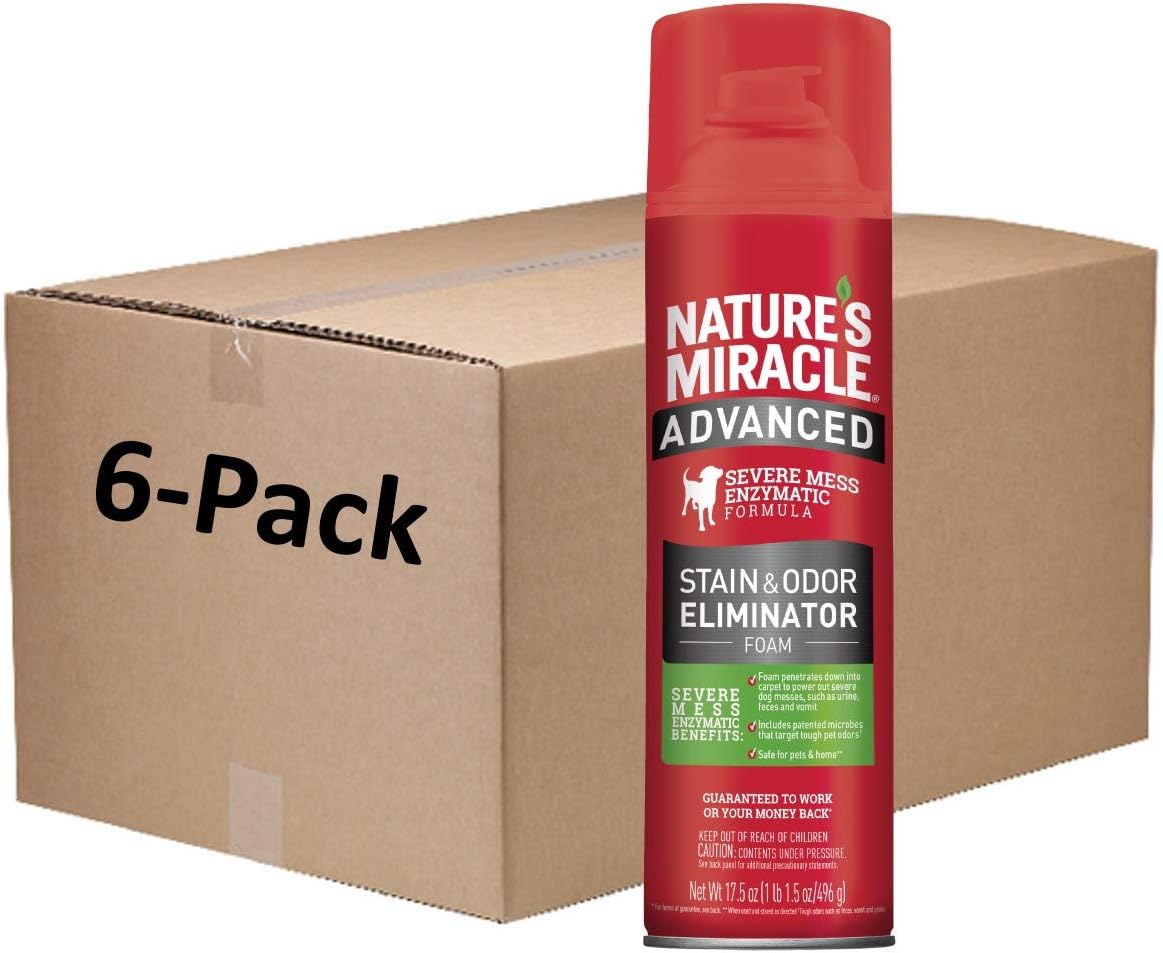 Nature's Miracle Advanced Dog Stain & Odor Eliminator Foam, 17.5 oz (6 Pk)