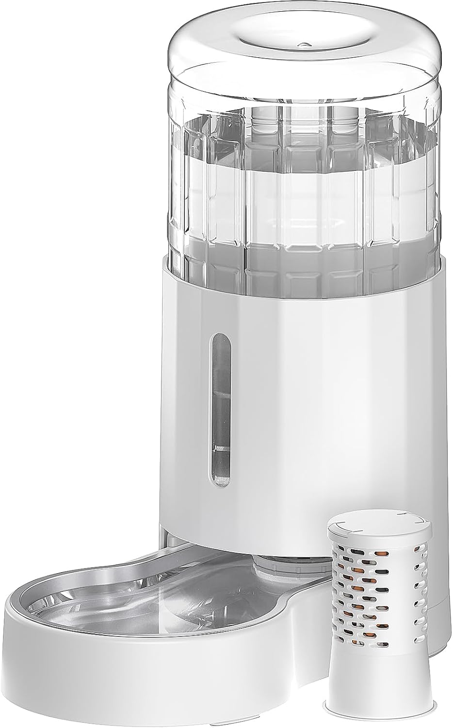 CZPET Gravity Dog Water Bowl Dispenser, Wider Mouth (8L+Filter,White)
