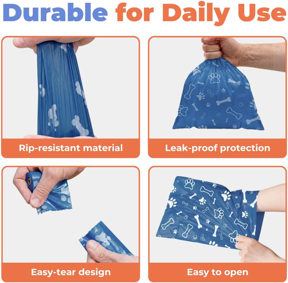 Best Pet Supplies Poop Bags for Dogs - Royal Blue, 240 Count | Scented, Leak-proof, Easy-Tear perforations, 15 Thick Bags per roll, Outdoor Walking & Travel, Fits Standard Holders