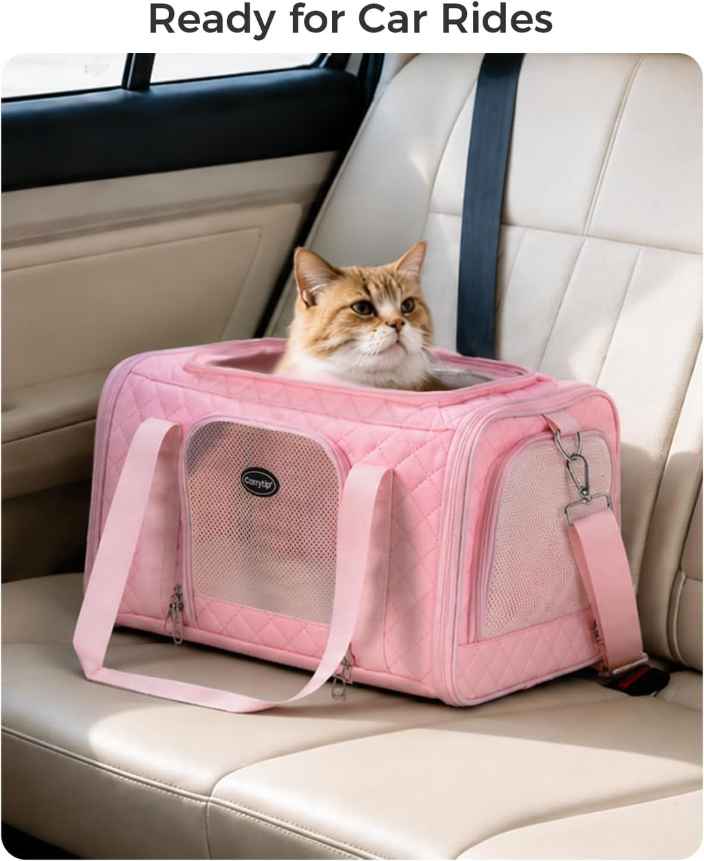 Cat Carrier Airline Approved, Soft Pet Carrier, 17x11x9.5 in, Pink