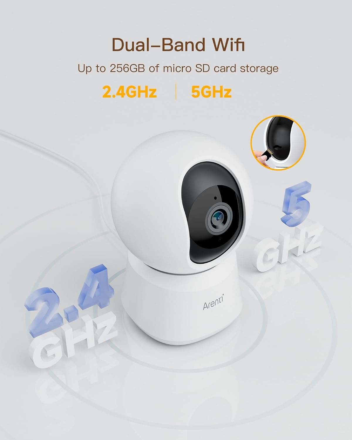 ARENTI 4MP Pet Camera P2Q, 5G WiFi 6 Indoor Security Camera, Free Phone App