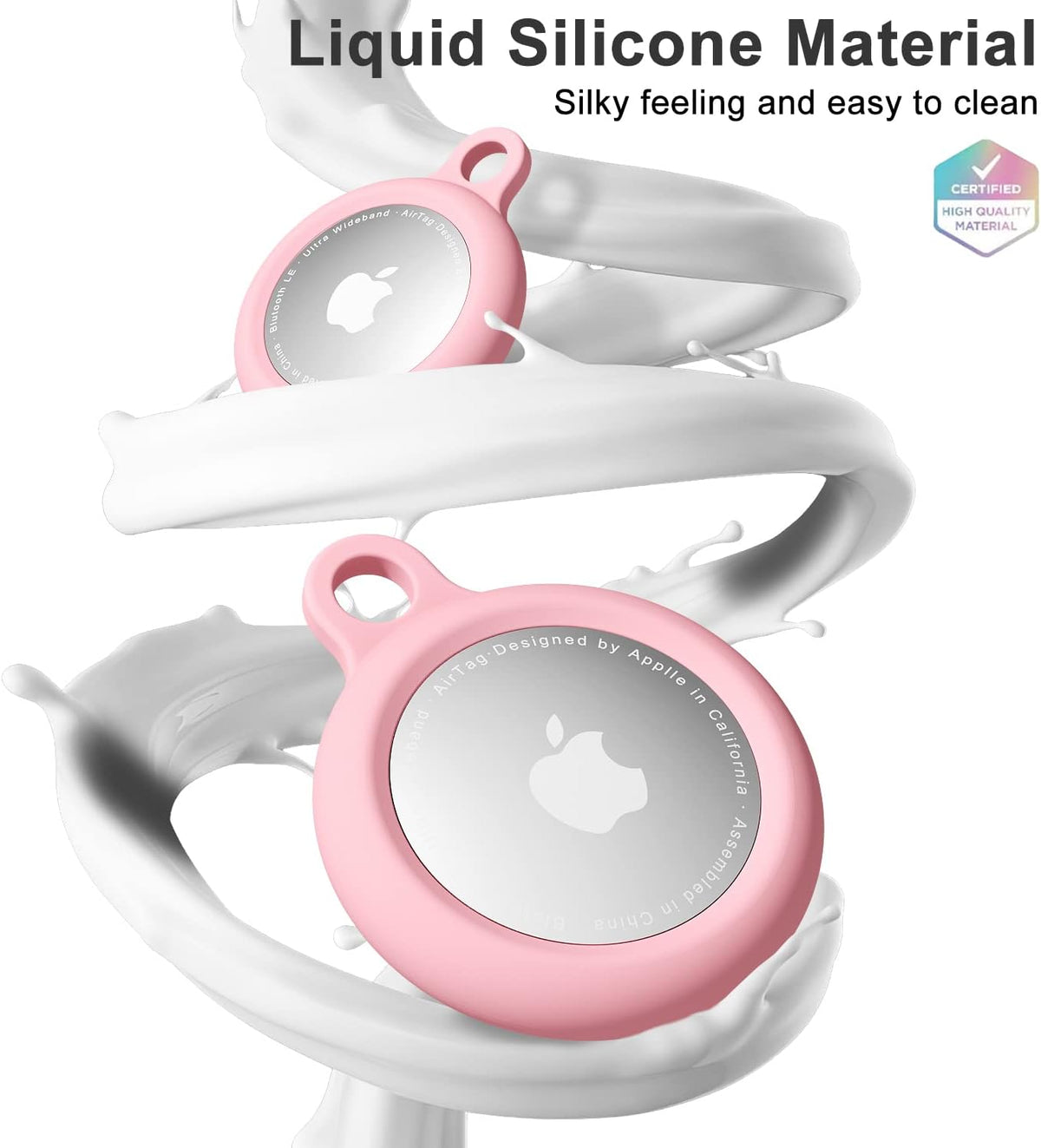 oakxco for Airtag Keychain Silicone, Airtag Holder with Key Ring, Air Tag Cover Cute Accessories for Kids, Luggage, Car Dog Collar, Car, Compatible with Apple Airtag Case Waterproof Tracker, Pink