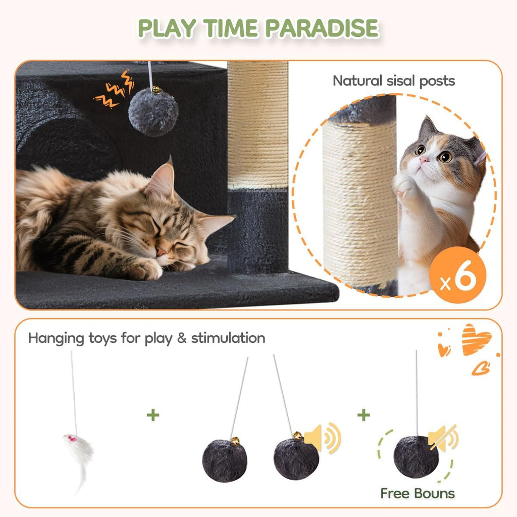 Taoqimiao 79in Cat Tree, Tall Large Cat Tower for Indoor Adult Cats S10G