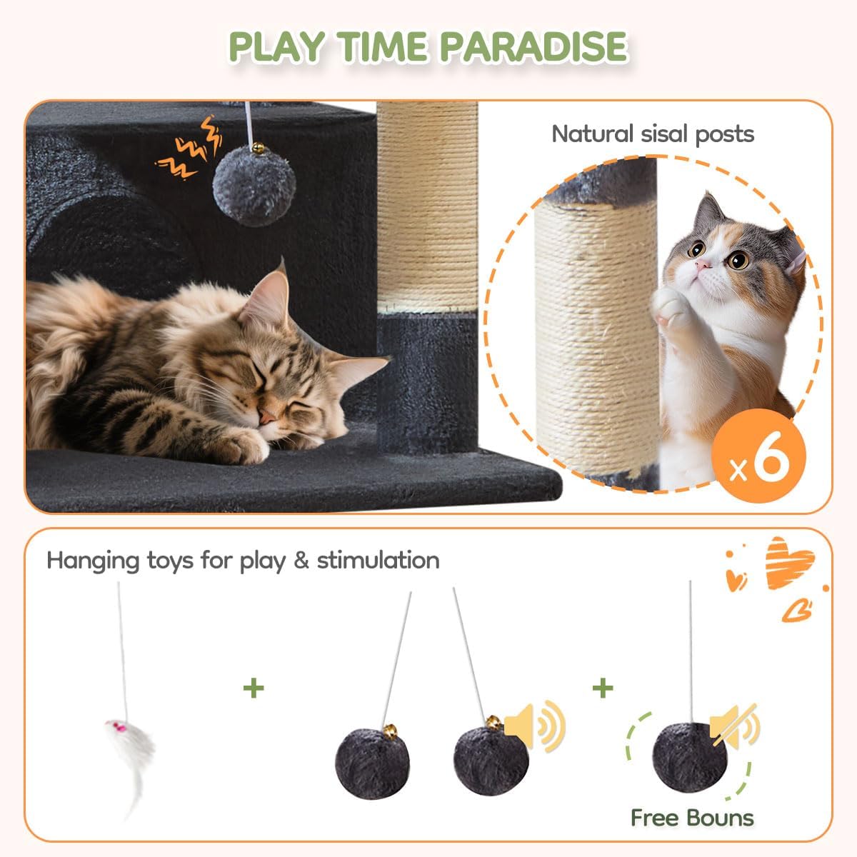 Taoqimiao 79in Cat Tree, Tall Large Cat Tower for Indoor Adult Cats S10G