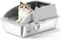 Stainless Steel Cat Litter Box with Lid, Metal Kitty Litter Box with Scoop, Non-Stick Base, Easy to Clean for Cat, Rabbit, Guinea Pigs and Hamsters - Gray
