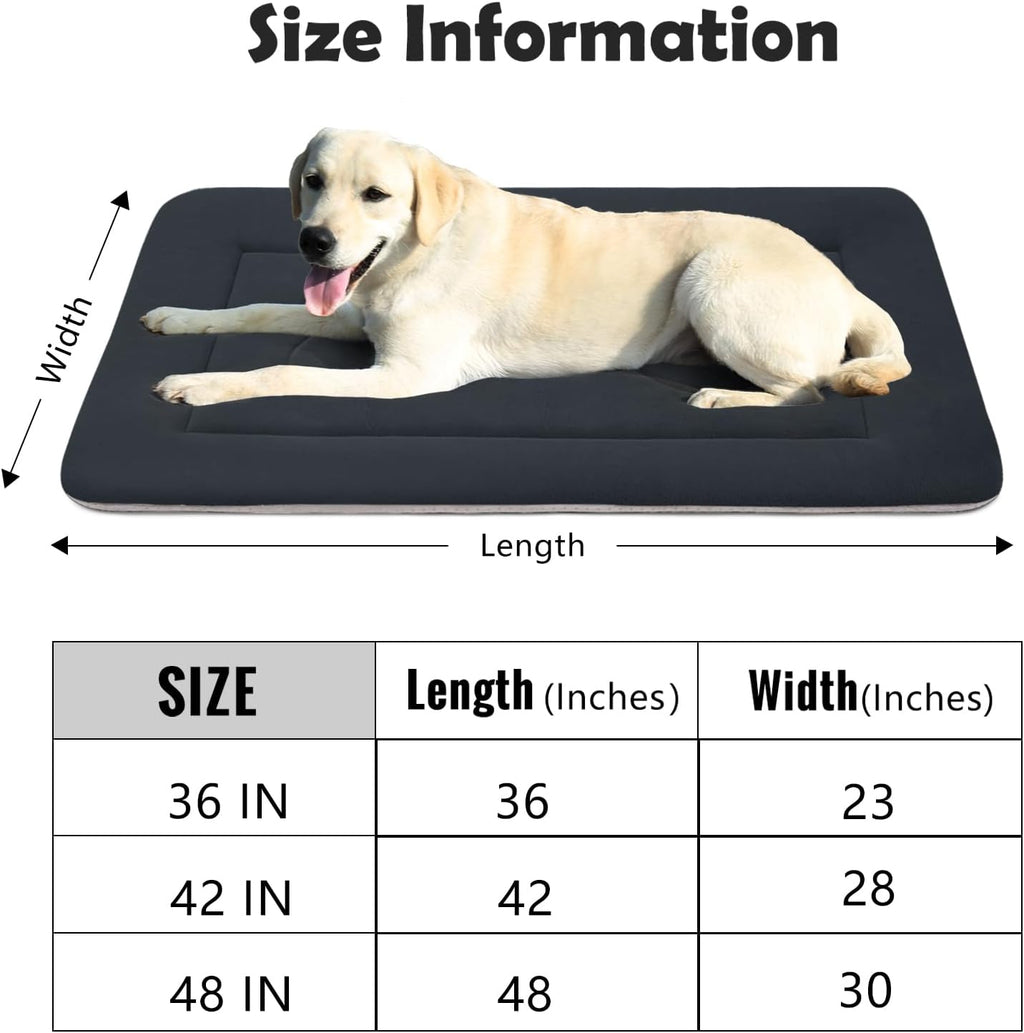 Dog Bed Soft Dog Crate Pad Mat for Medium/Large Dogs, 36 in Non-Slip Bottom Washable Dog Sleeping Mattress Pet Beds Cat Bed Kennel Pad, Dark Blue Gray