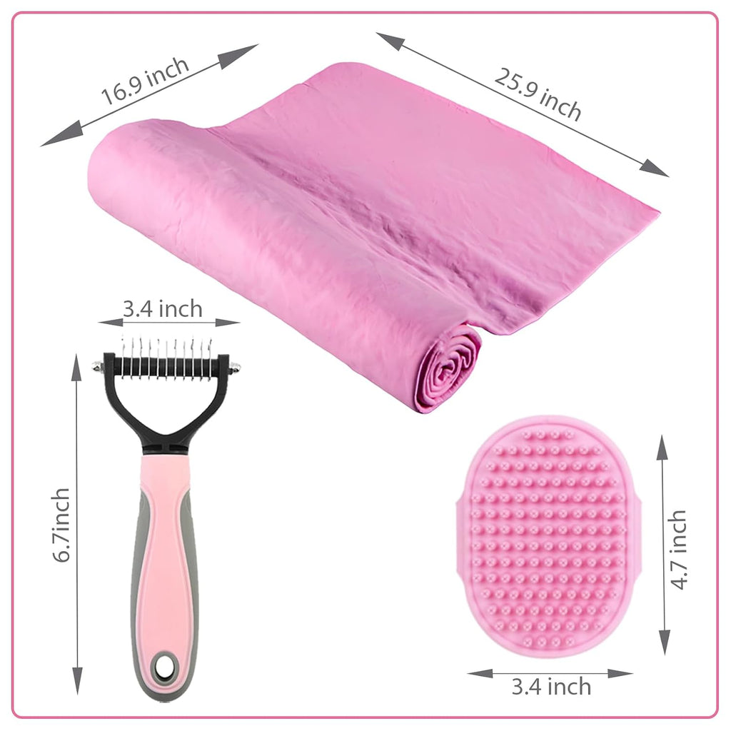 Cat Brush for Grooming Pink Towel