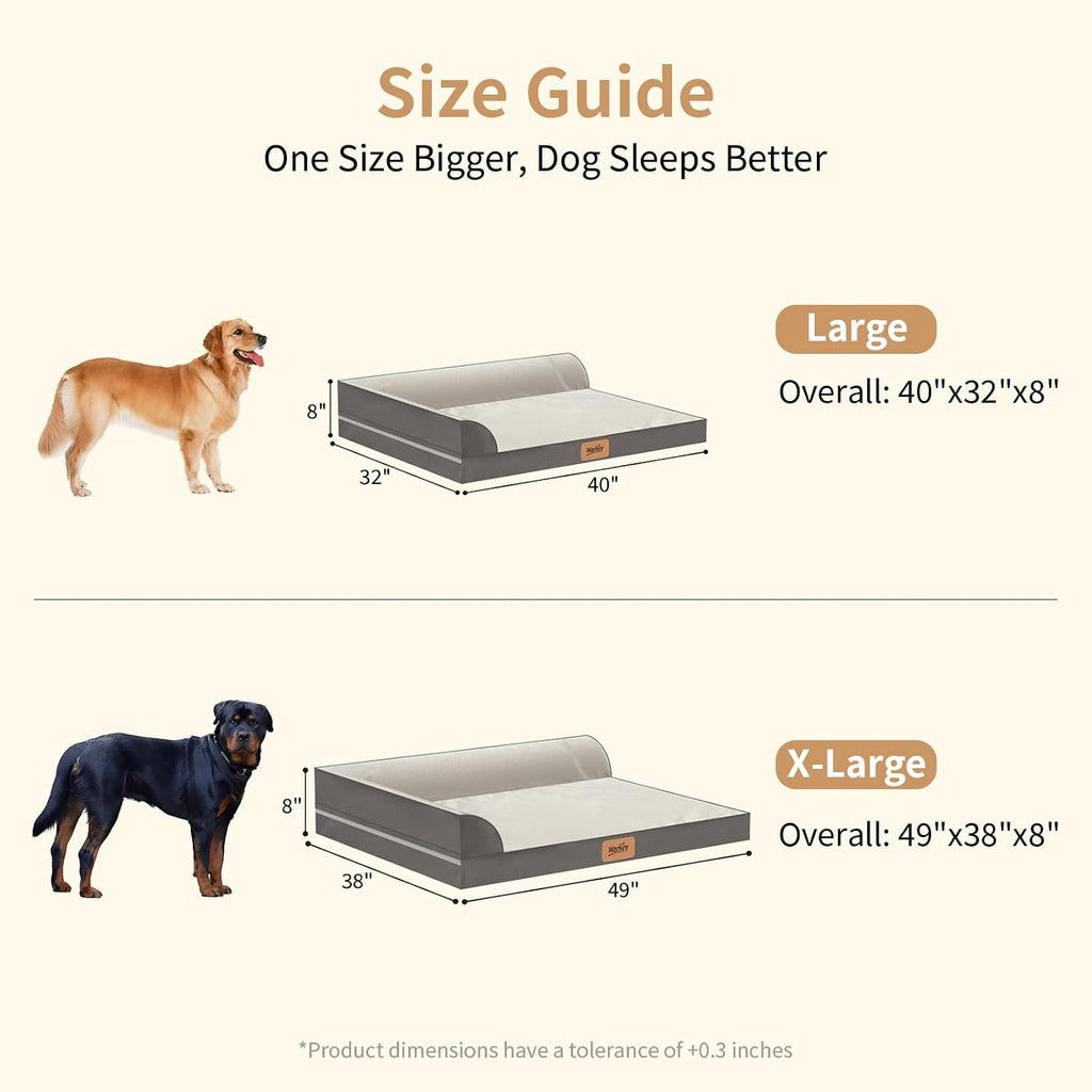 XL Dog Bed with Cooling Gel Memory Foam, Orthopedic Waterproof Pet Bed with Washable Cover & Non-Slip Bottom, Cooling Dog Couch Bed, Size: 49.1"*38 * 8.1"