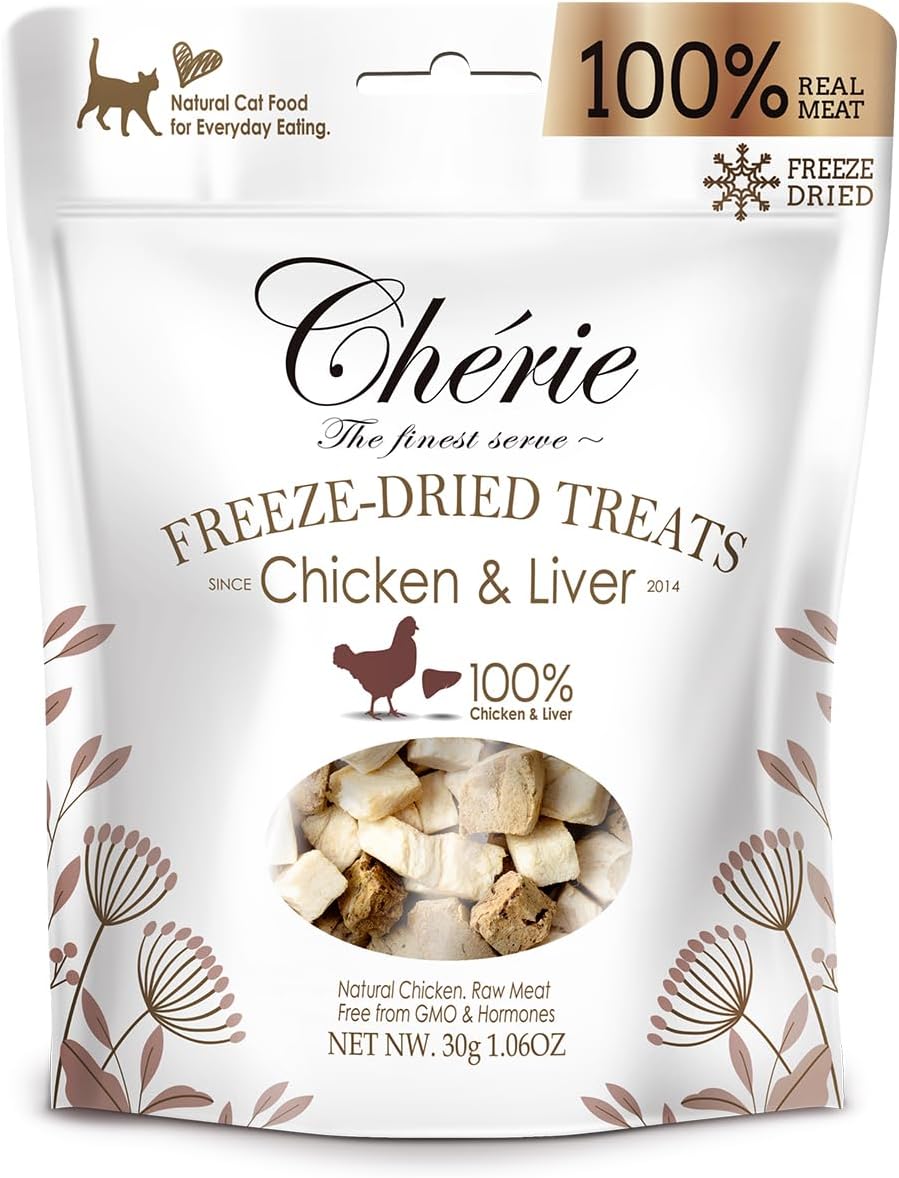 CHÉRIE Freeze-Dried Cat Treats, Chicken & Liver, 1.06 oz Bag